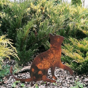Metal cat garden decor, metal cat garden art, rusty cat sign, metal yard decor, rusty garden decor, animal garden art, metal cat decor