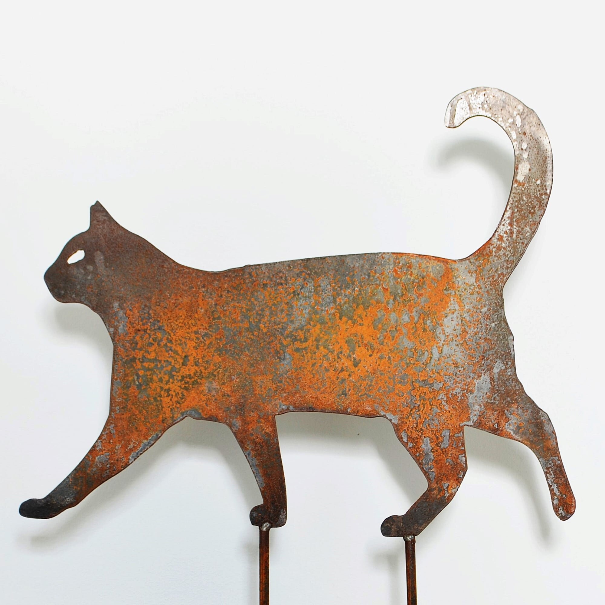 Metal cat garden decor metal cat garden art rusty cat sign Etsy Polska
