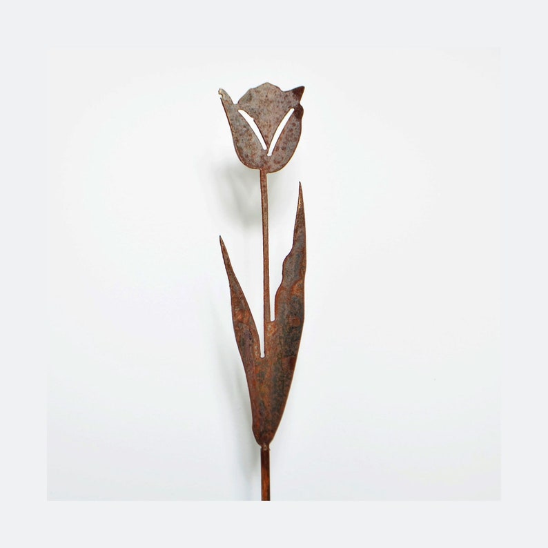 Metal tulip flower garden stake metal tulip garden art rusty Etsy