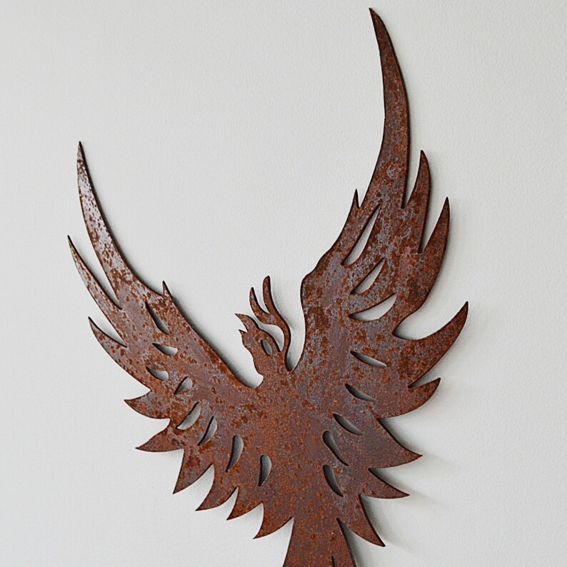 Metal phoenix wall art rusty wall decor metal wall art home Etsy