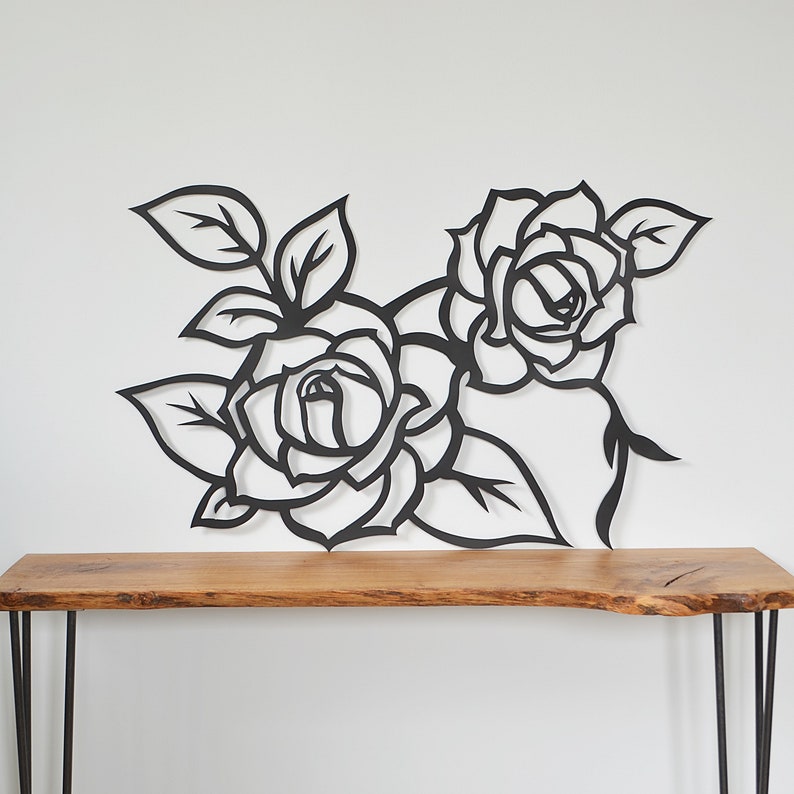 Metal rose wall art roses wall art metal rose flower wall Etsy