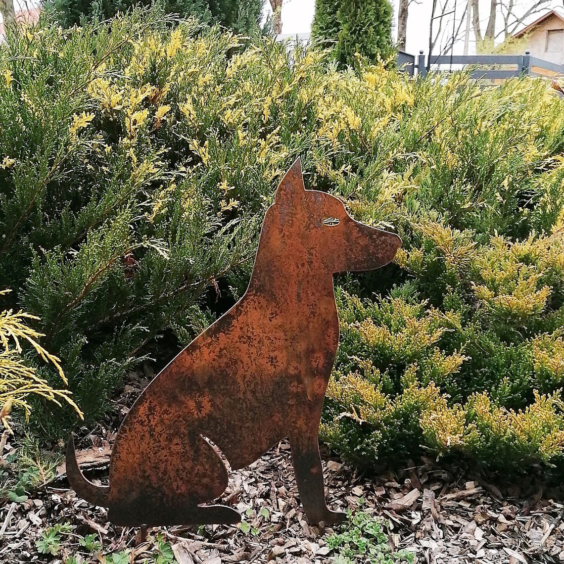 Metal dog garden decor metal dog garden art rusty dog sign Etsy 日本