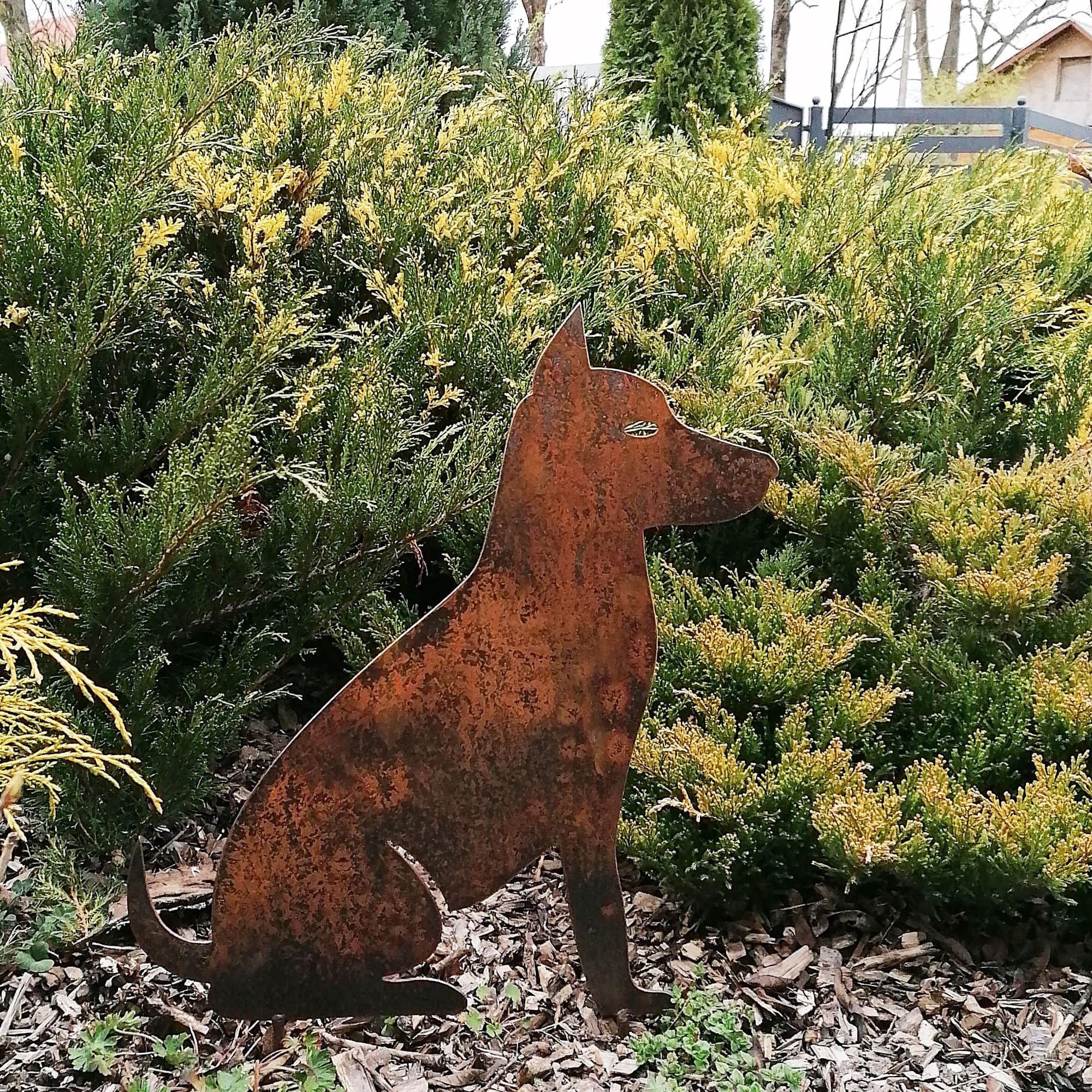Metal dog garden decor metal dog garden art rusty dog sign Etsy 日本
