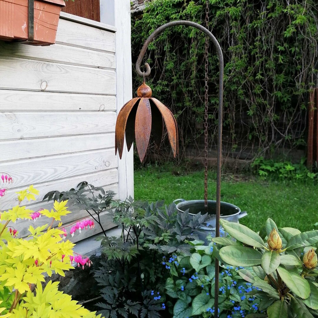 Sculpture Fée En Métal Rouillé Pour Jardin - Décoration Extérieure - Piquet à Planter - Pour Pot De Fleurs, Terrasse - 6