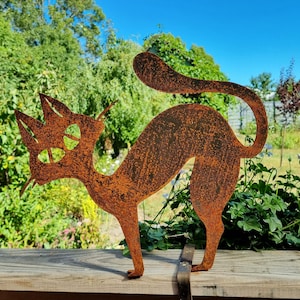 Metal cat garden decor, rusty cat garden art, screw-on cat, rusty garden decor, metal cat sculpture, garden kitten, metal cat on the fence