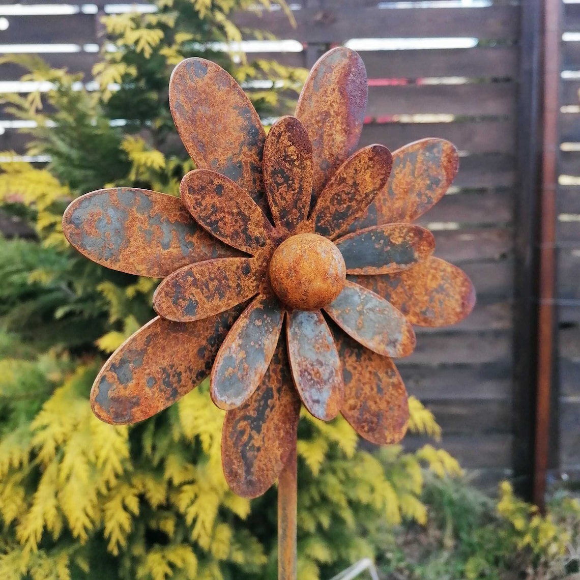 Metall Blume Garten Pfahl Metall Blume Garten Kunst rostige Etsy