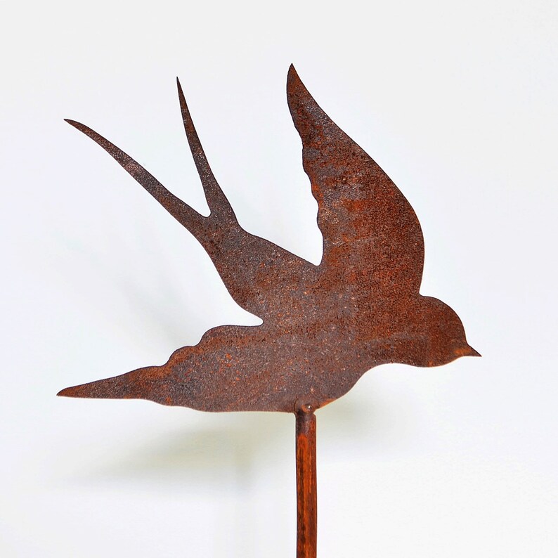 Set of 3 Metal Swallows Garden Stake Metal Birds Garden Art Etsy