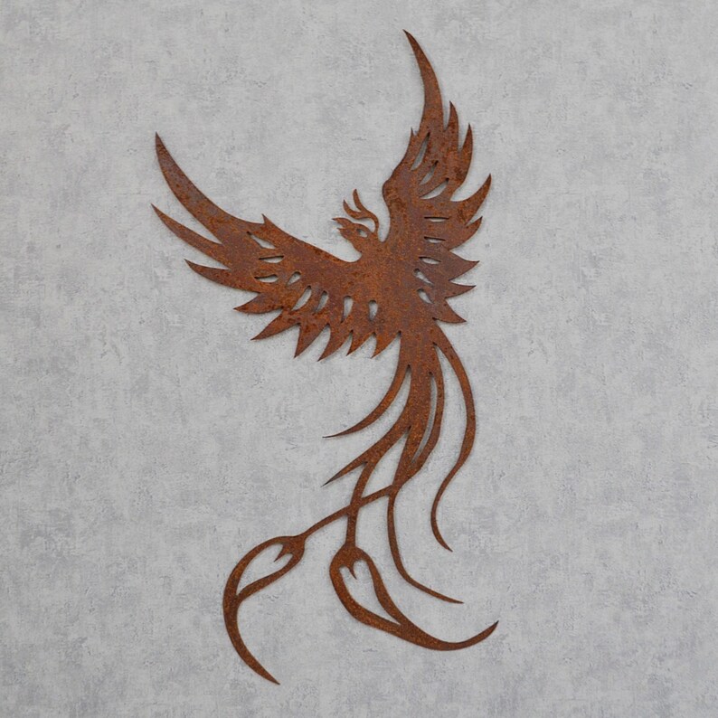 Metal phoenix wall art rusty wall decor metal wall art home Etsy