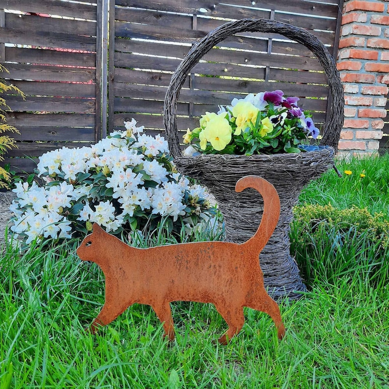 Metall Katzen Garten Deko Metall Katze Garten Kunst rostiges Etsy.de