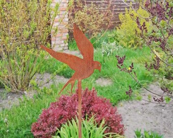 Estaca de jardim de andorinha de metal, arte de jardim de pássaros de metal, sinal de jardim enferrujado, decoração de quintal de metal, decoração de jardim enferrujado, estaca de jardim de pássaros enferrujados