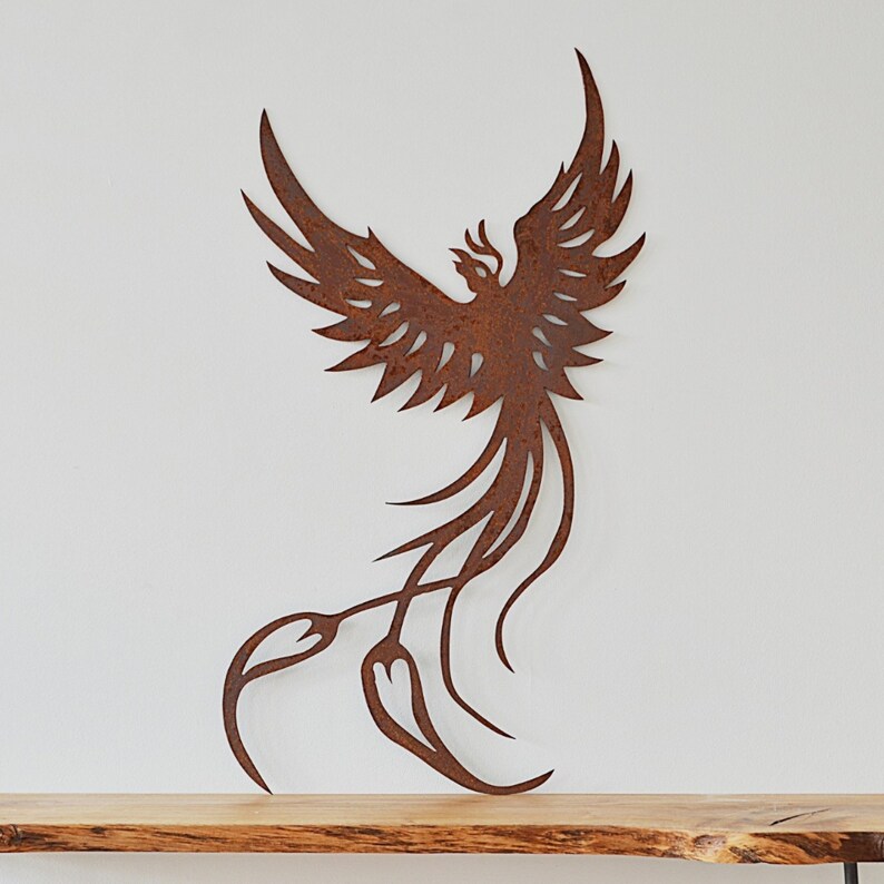 Metal phoenix wall art rusty wall decor metal wall art home Etsy