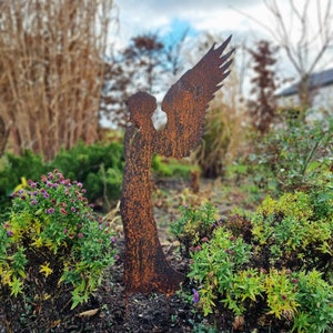 Metal angel garden decor, rusty angel garden decoration, metal standing angel, metal christmas decor, garden rustic decoration,