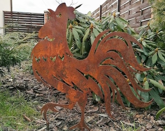 Gallo Decorativo In Metallo Per Giardino - Statuetta Da Esterno Per Cortile E Pollaio - Foto 8
