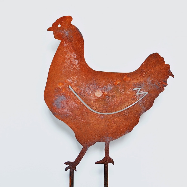 Metal Chicken Family Garden Decor Metal Chicken Garden Art Etsy UK