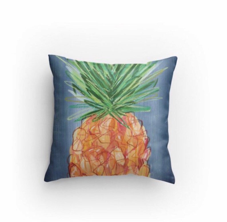 Navy Preppy Pineapple Pillow Etsy