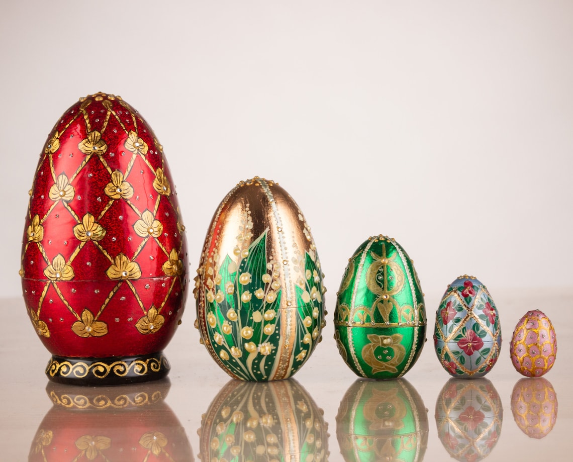Nesting egg Matryoshka doll Wooden nesting dolls Faberge Etsy