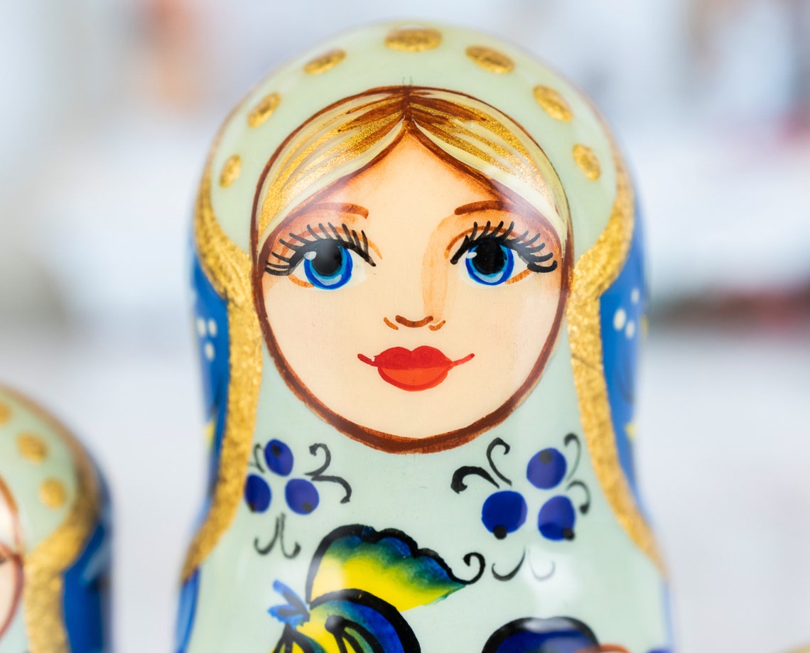 Russische Matryoshka Puppen 10-teilig - Handbemalte Holzpuppen Zum Stapeln