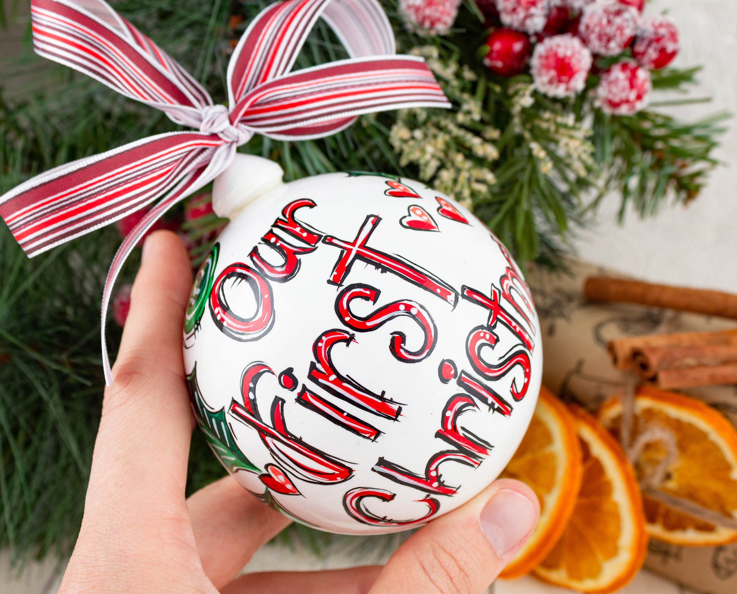 Our first Christmas ornament 315 8 cm Babys first Etsy