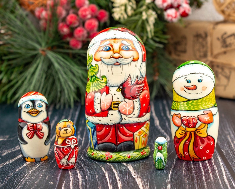 Santa nesting dolls Russian nesting dolls christmas Matryoshka Etsy