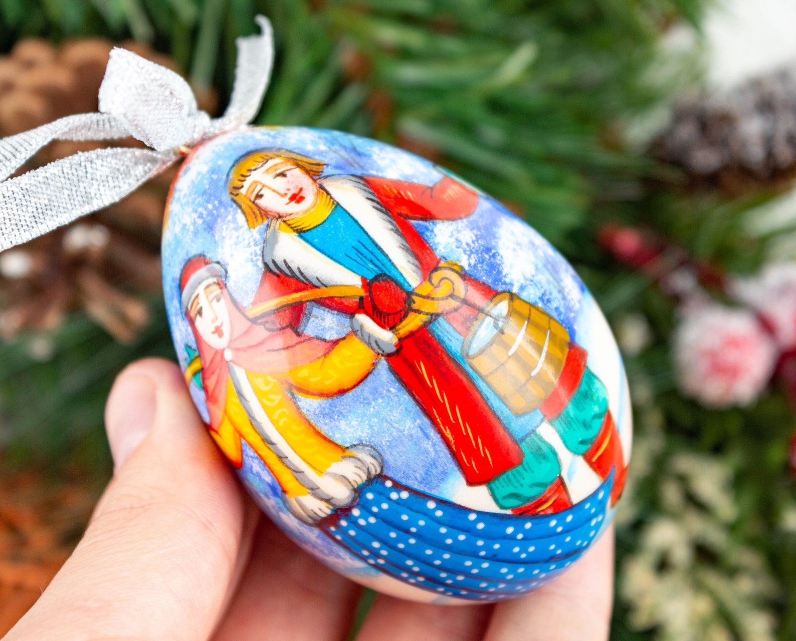 Christmas ornaments 2.75 7cm Handpainted Wooden egg Etsy
