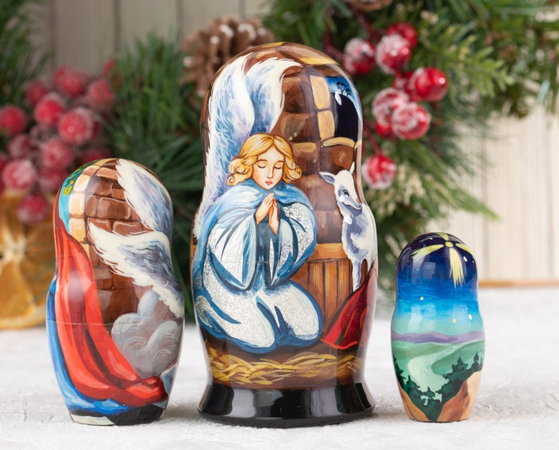 Nesting dolls Matryoshka Nativity set Nativity nesting dolls Etsy