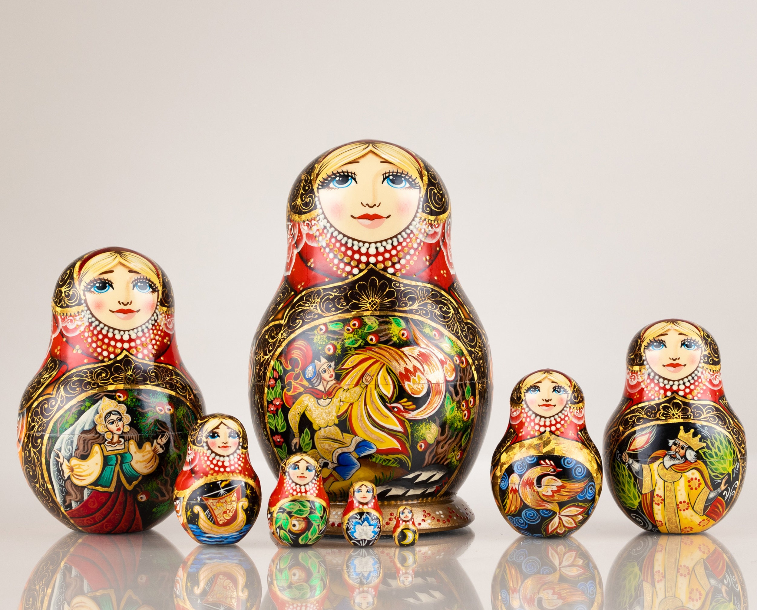 Traditional Nesting dolls Russian fairy tale nesting doll Etsy