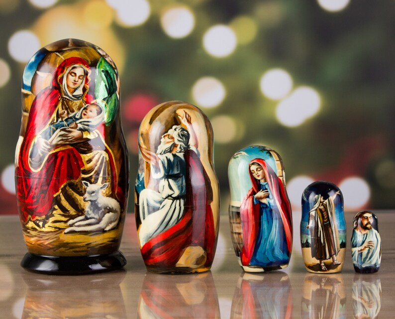 Nesting dolls Matryoshka Nativity set Nativity nesting dolls Etsy