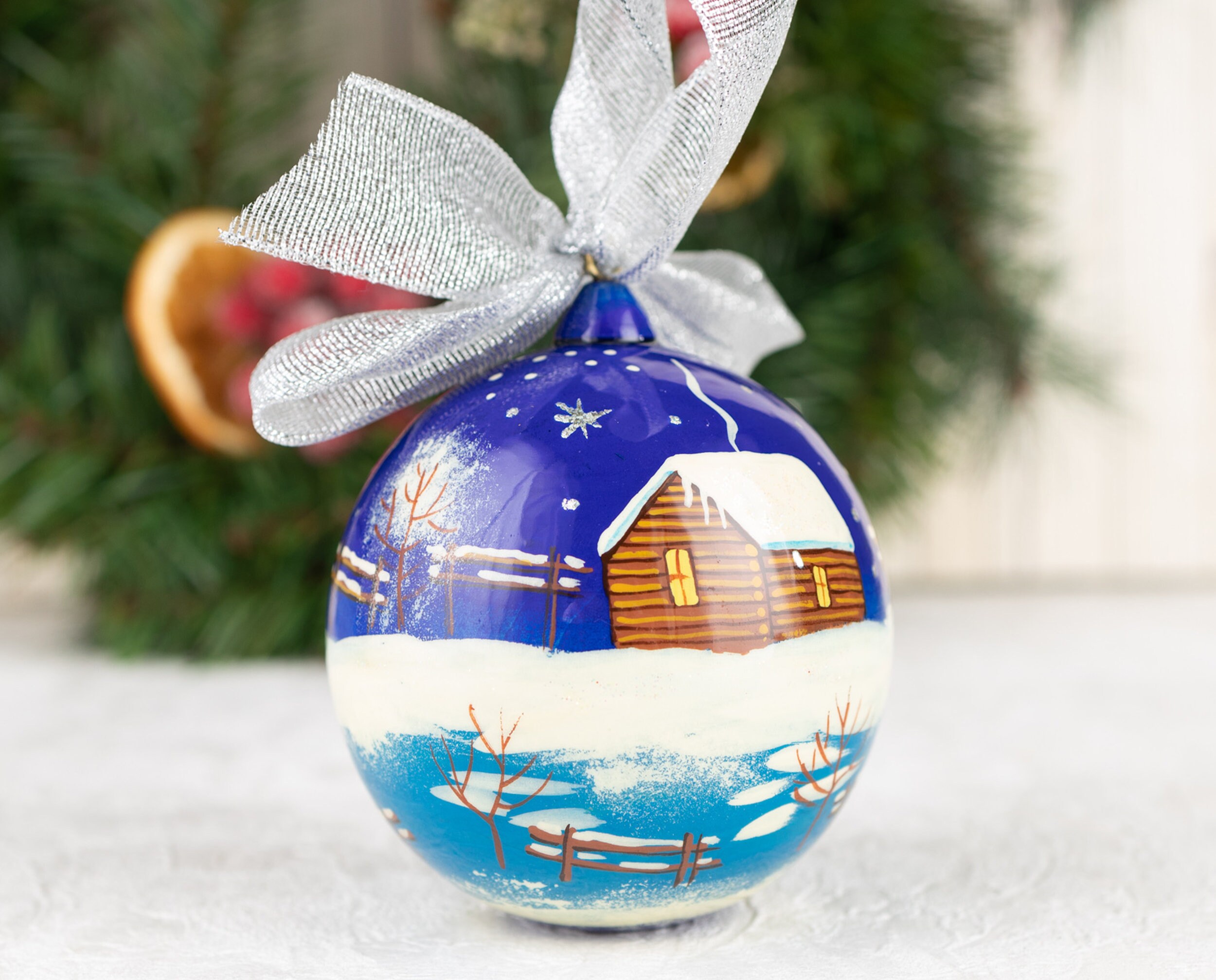 Christmas tree decorations Christmas ball Winter landscape | Etsy