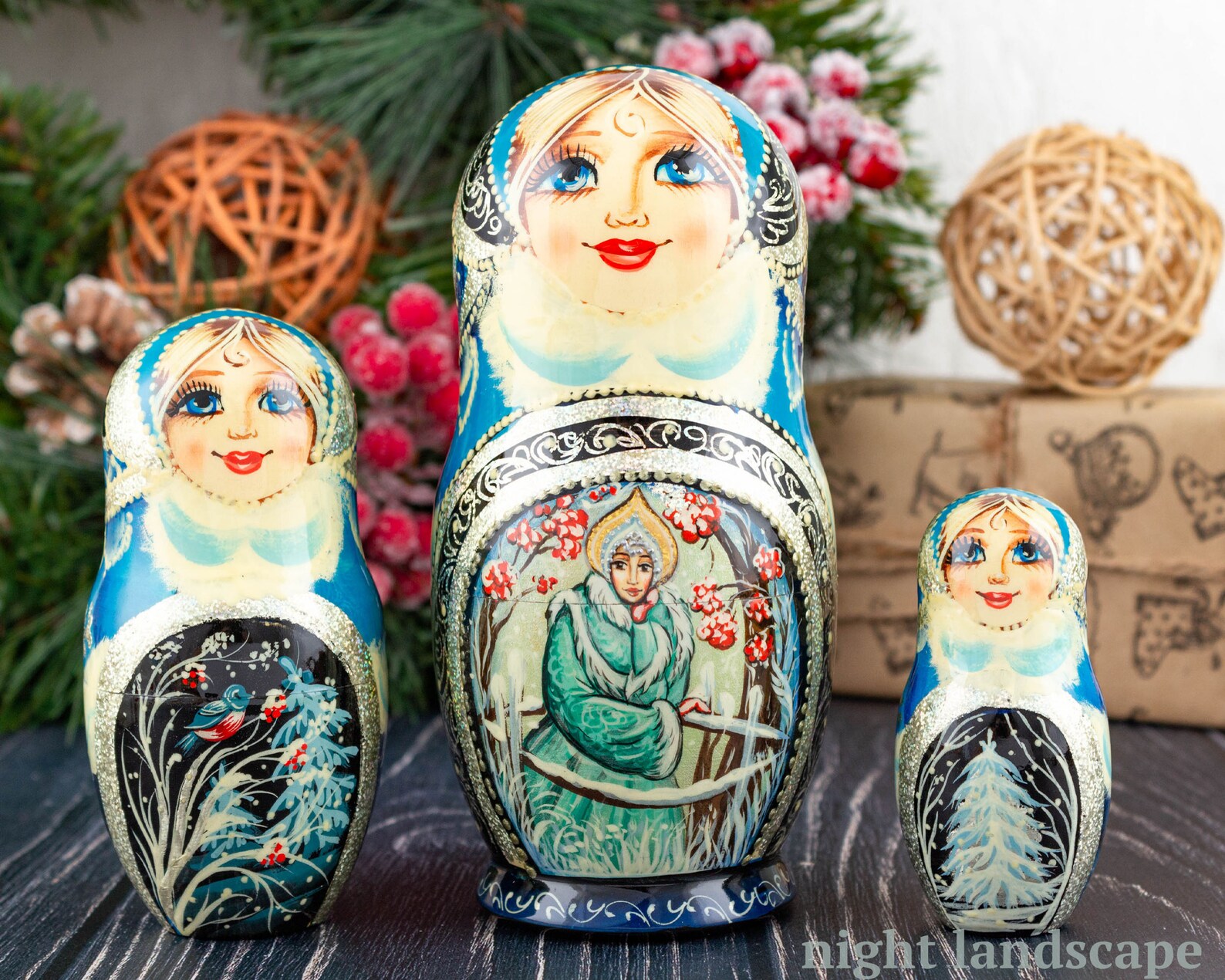Russian nesting dolls Christmas 59'' 15cm Winter Etsy