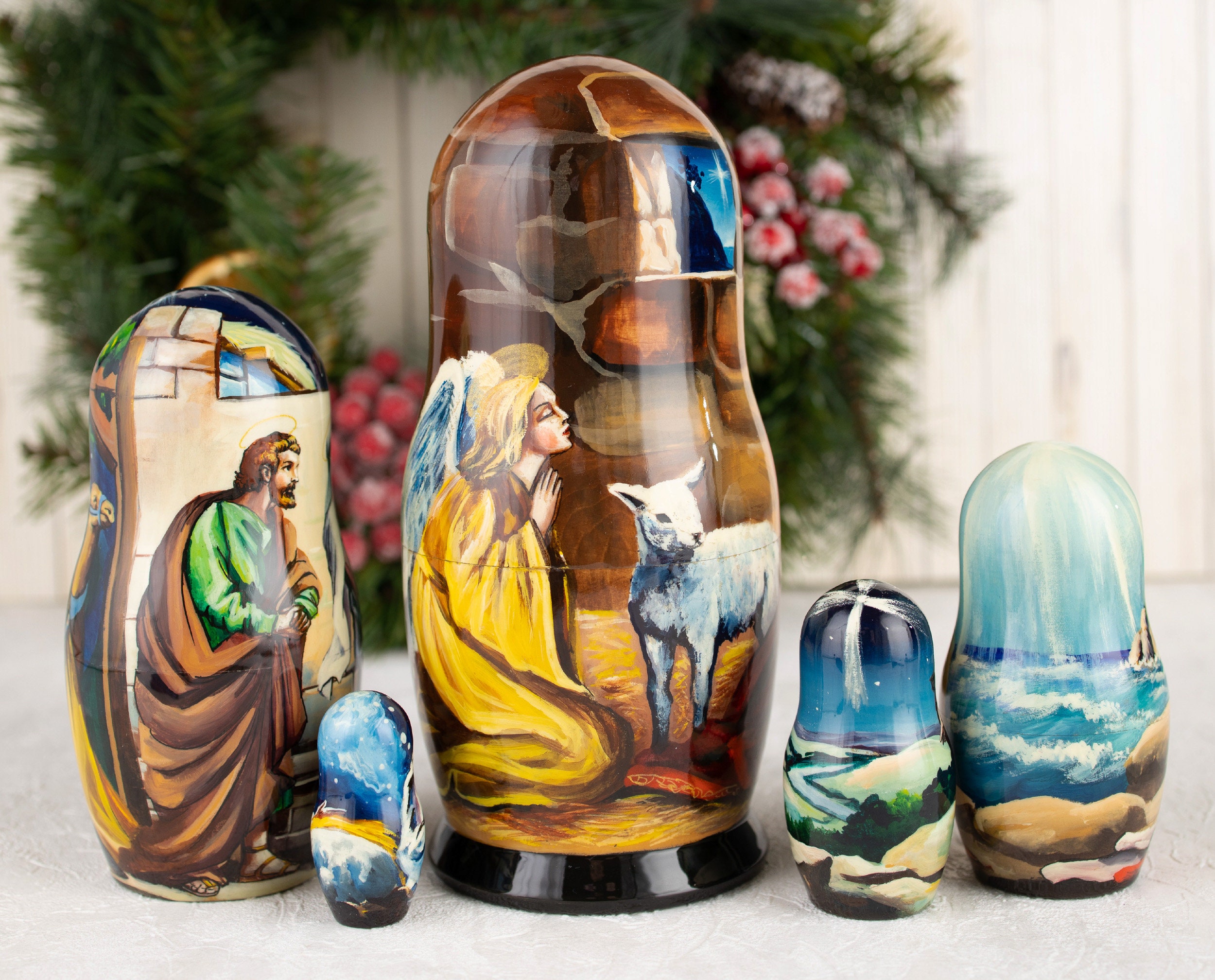 Nativity nesting dolls Matryoshka Nativity set nesting dolls Etsy