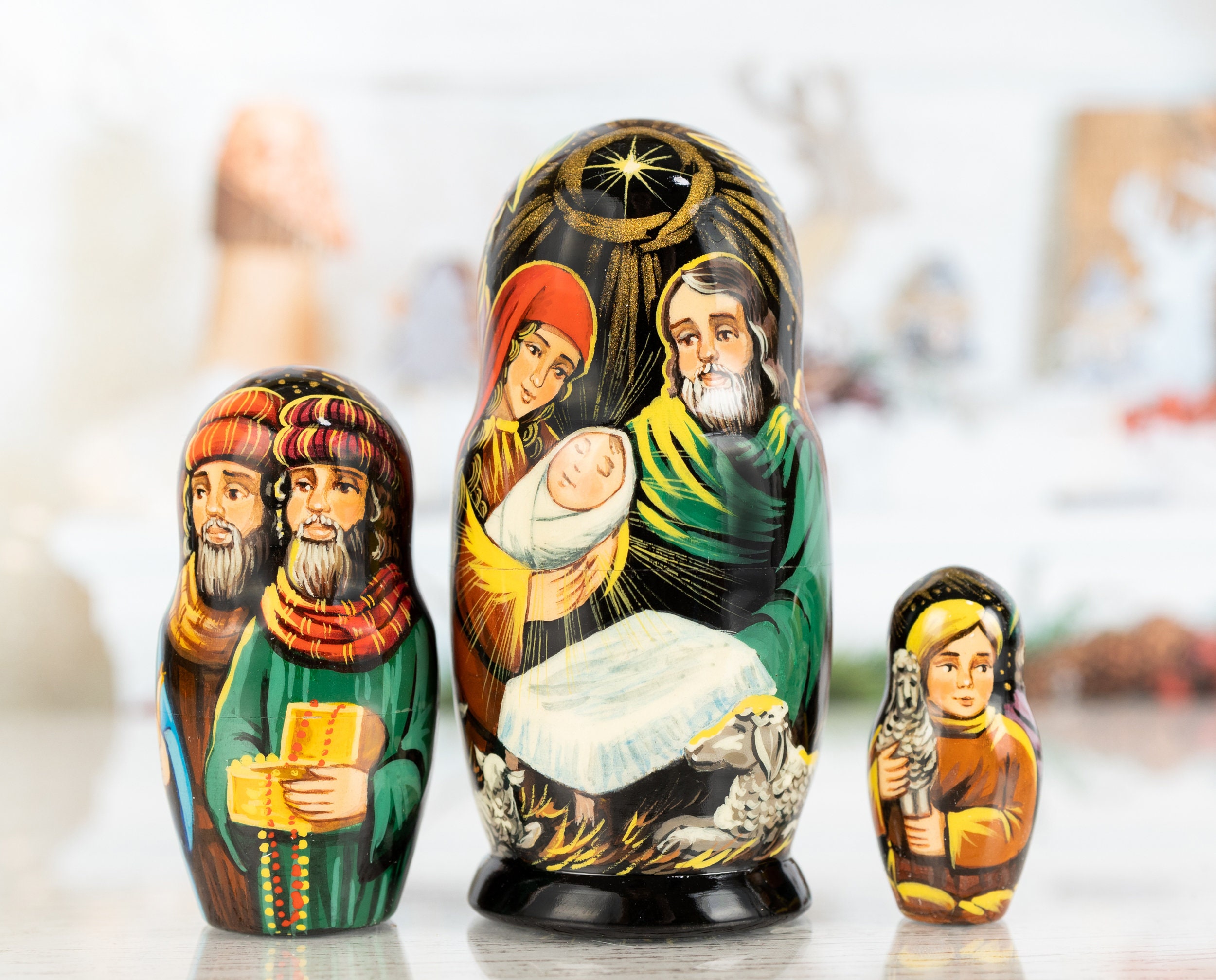 Nativity Scene Nesting Dolls Nativity Set Nativity Nesting Etsy