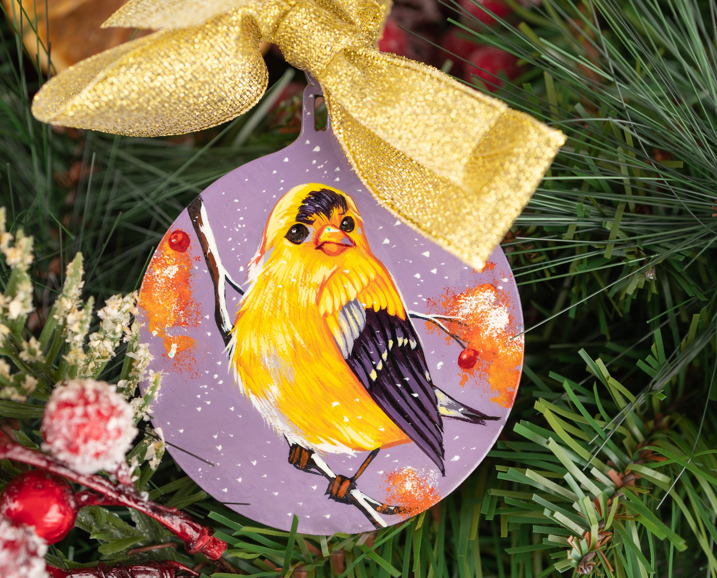 Christmas ornaments Bird ornaments Wood slice Christmas Etsy