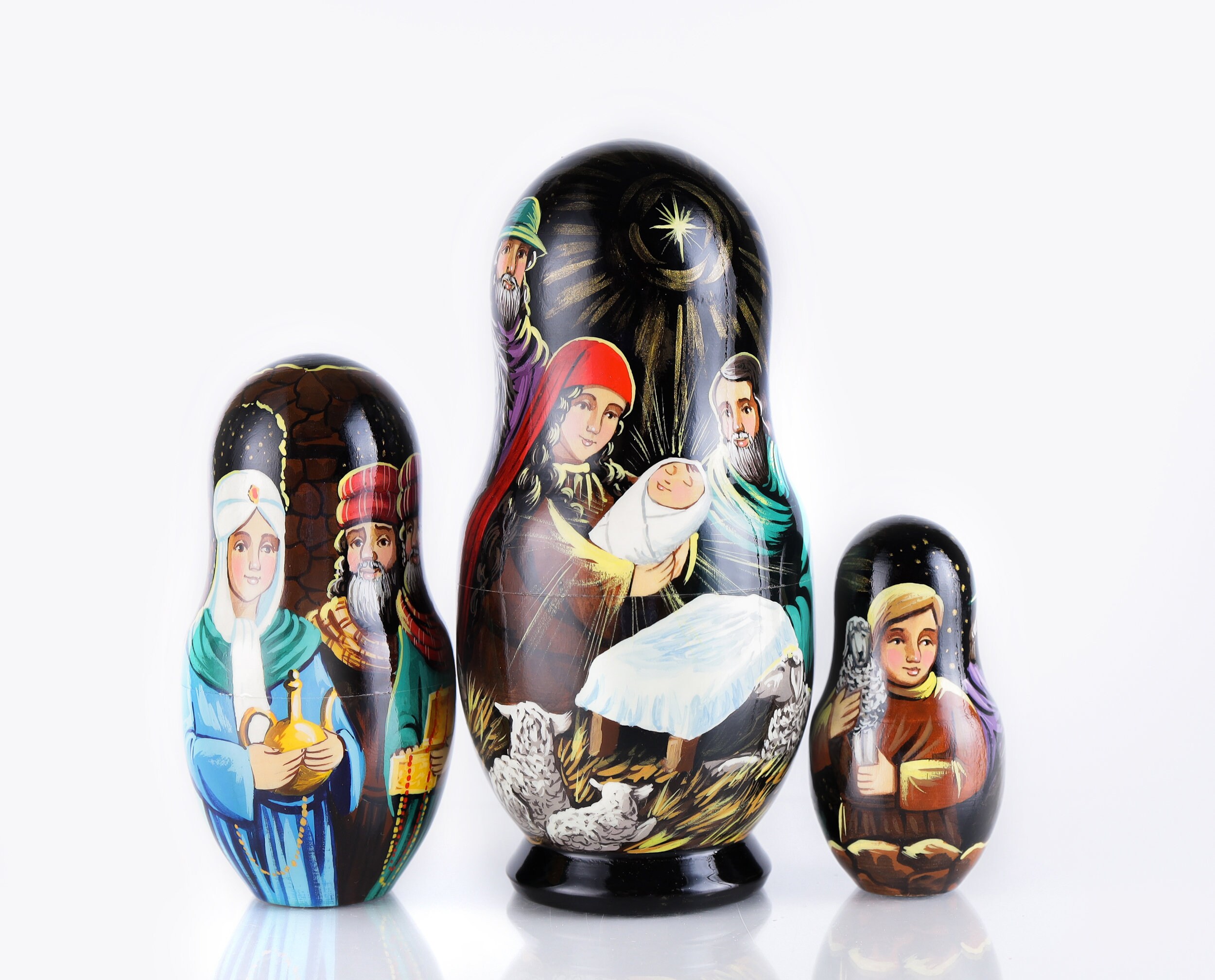 Nativity Scene Nesting Dolls Nativity Set Nativity Nesting Etsy