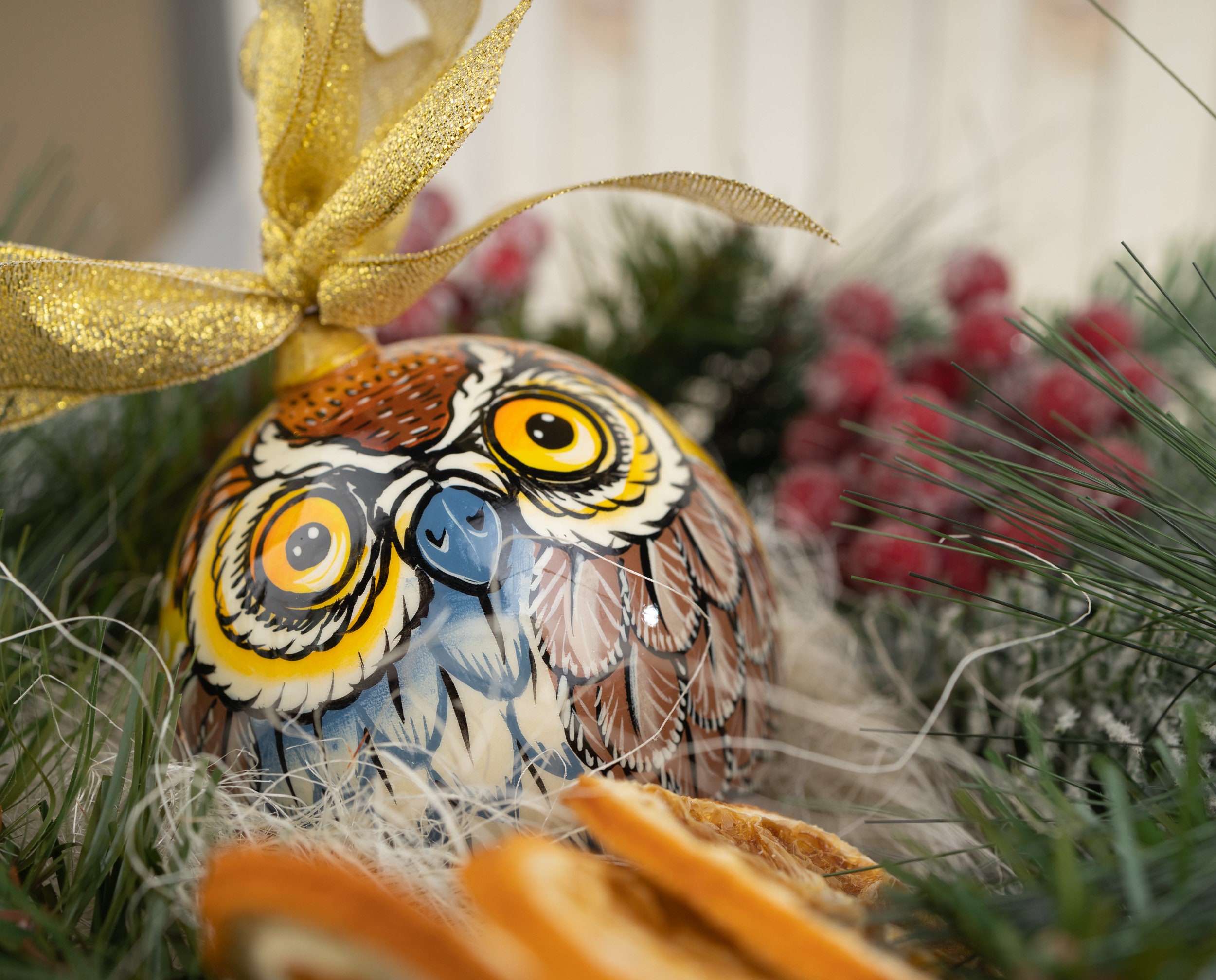 Owl Christmas ornament Owl Christmas decor Owl handmade  Etsy