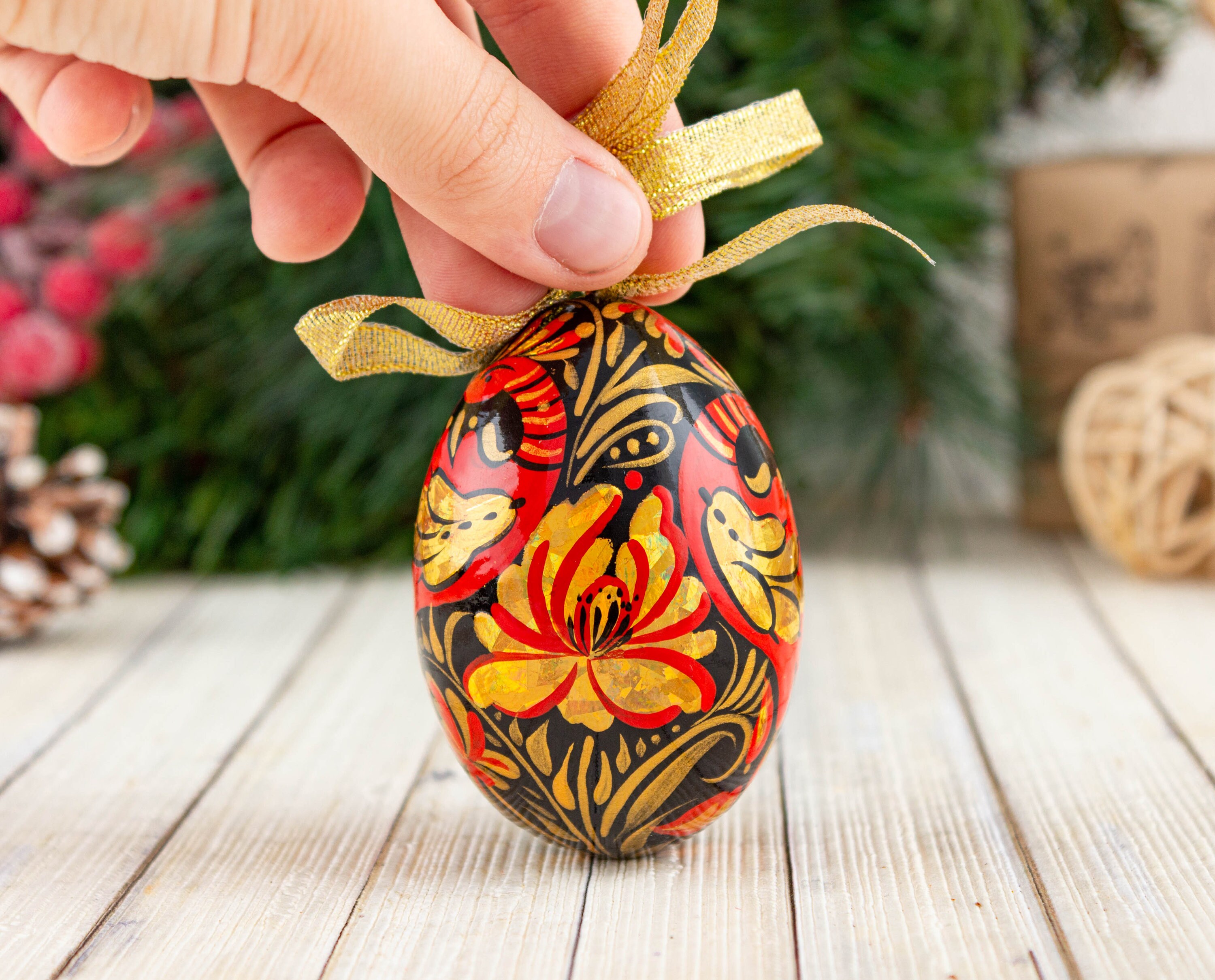 Easter wooden egg Easter ornament Easter decor Easter decoration painted egg ornament