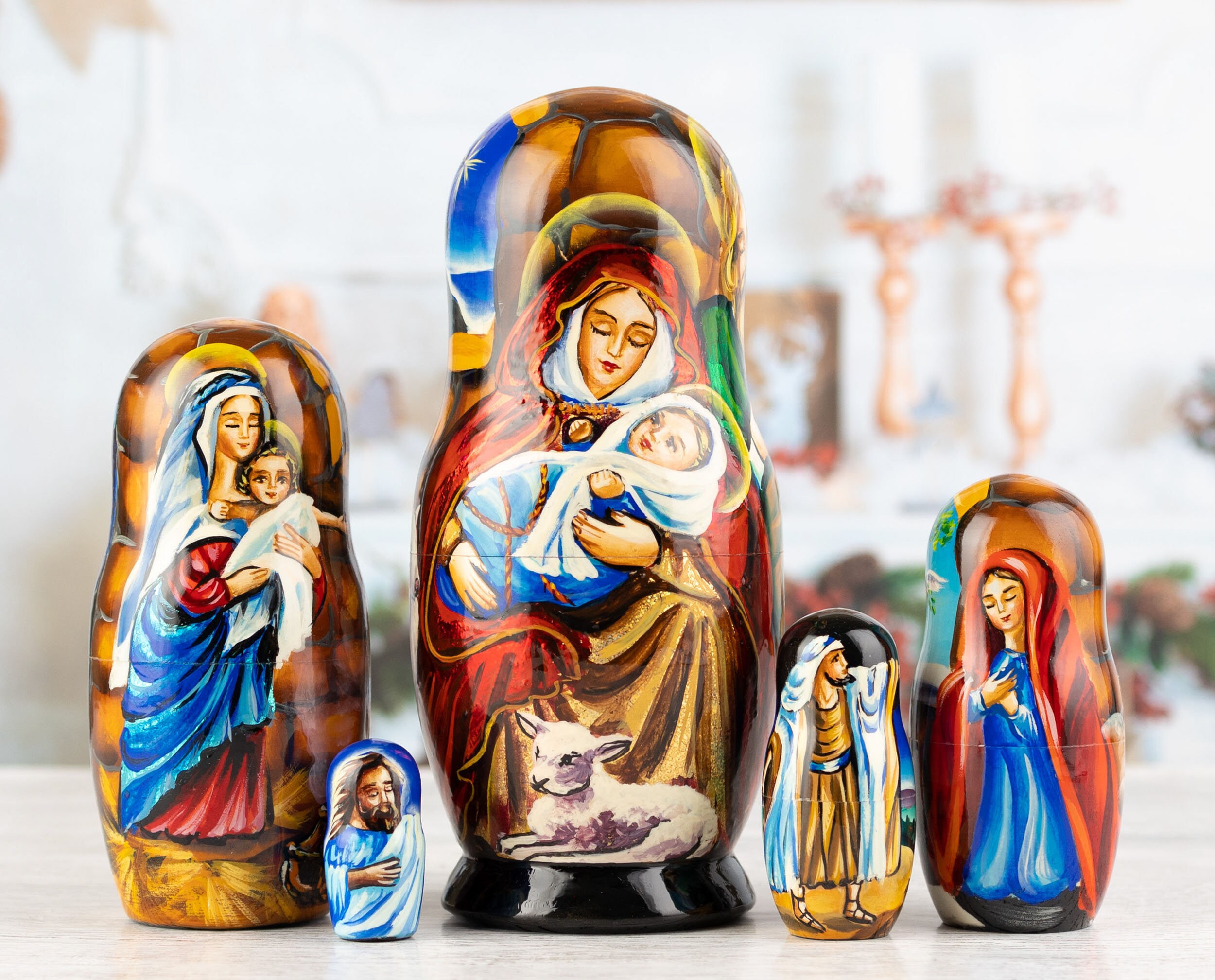 Nativity scene Russian doll Religious nesting doll Wooden Etsy