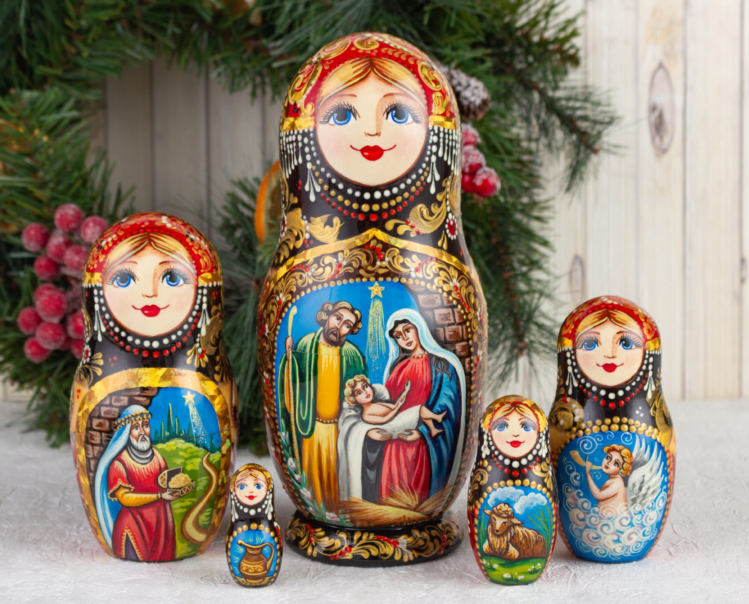 Nesting dolls Nativity scene Christmas nesting dolls Etsy
