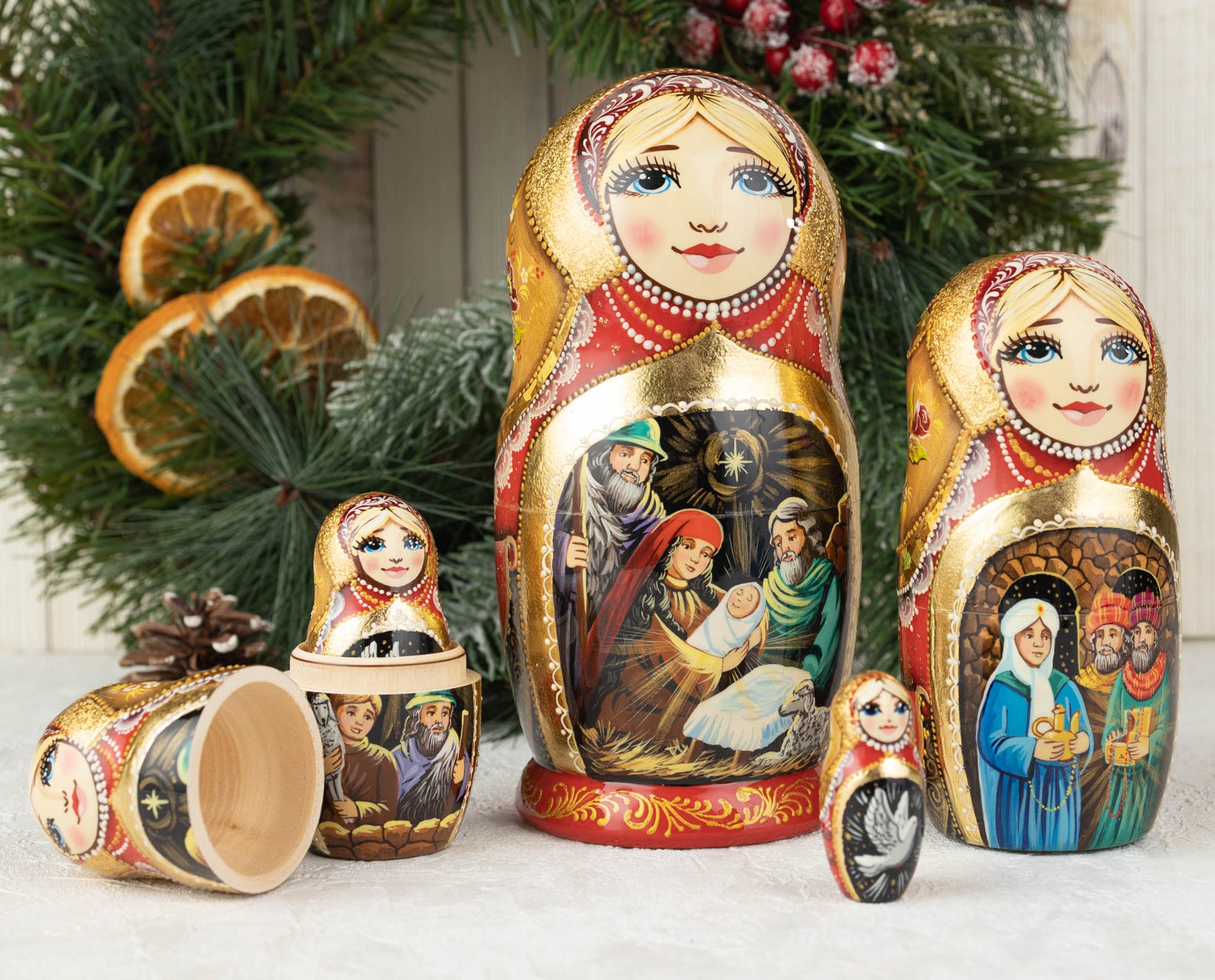 Nesting dolls Matryoshka Nativity set Nativity nesting dolls Etsy