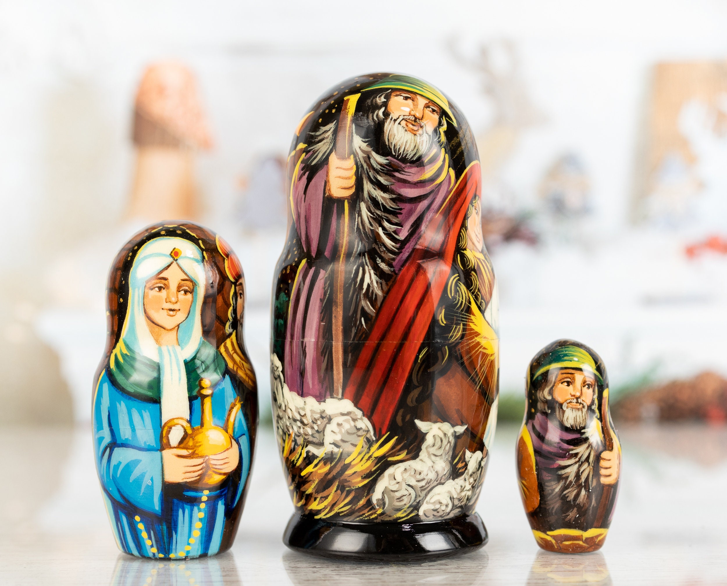 Nativity Scene Nesting Dolls Nativity Set Nativity Nesting Etsy