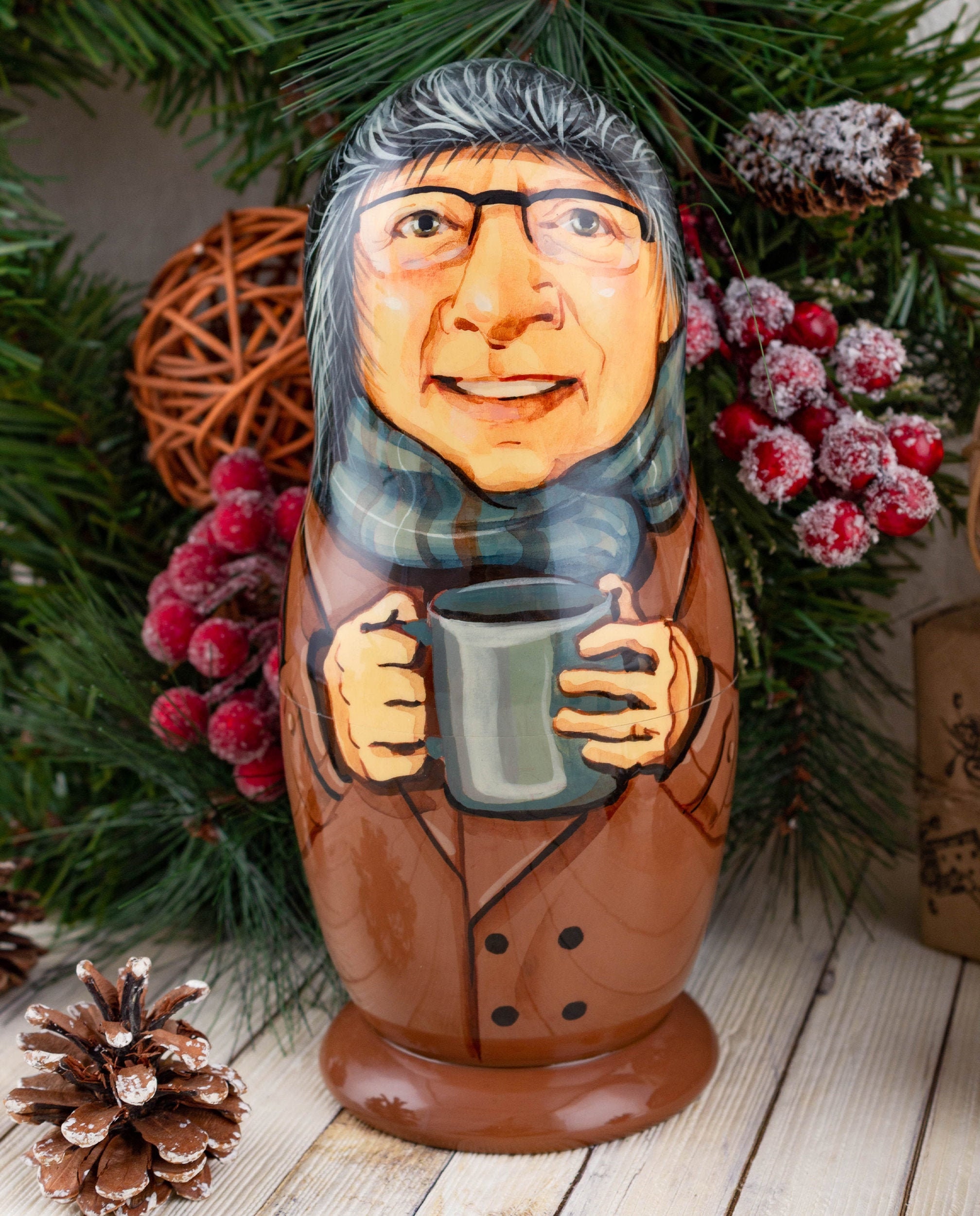 Custom nesting dolls Russian doll Men matryoshka with samovar Etsy