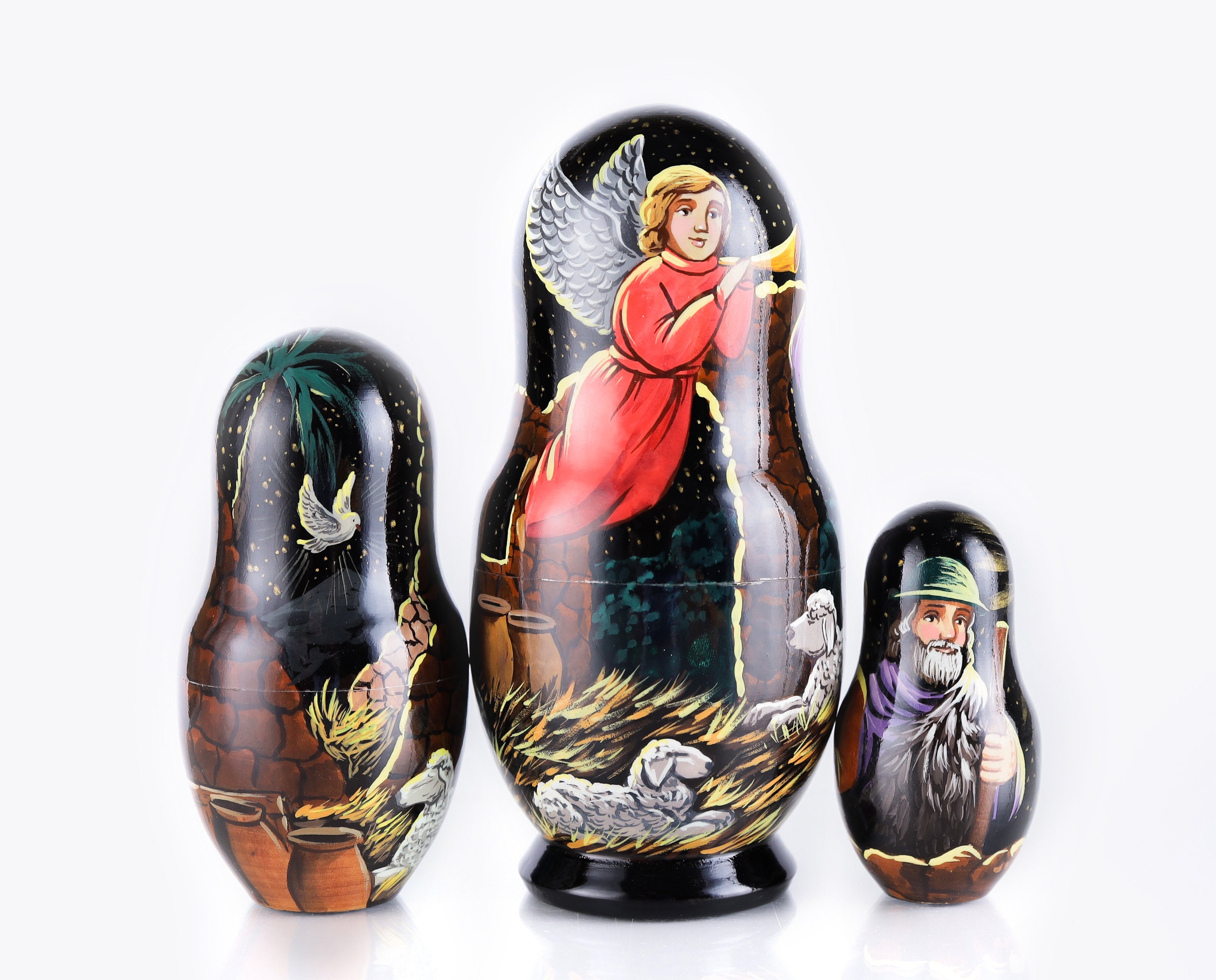 Nativity Scene Nesting Dolls Nativity Set Nativity Nesting Etsy