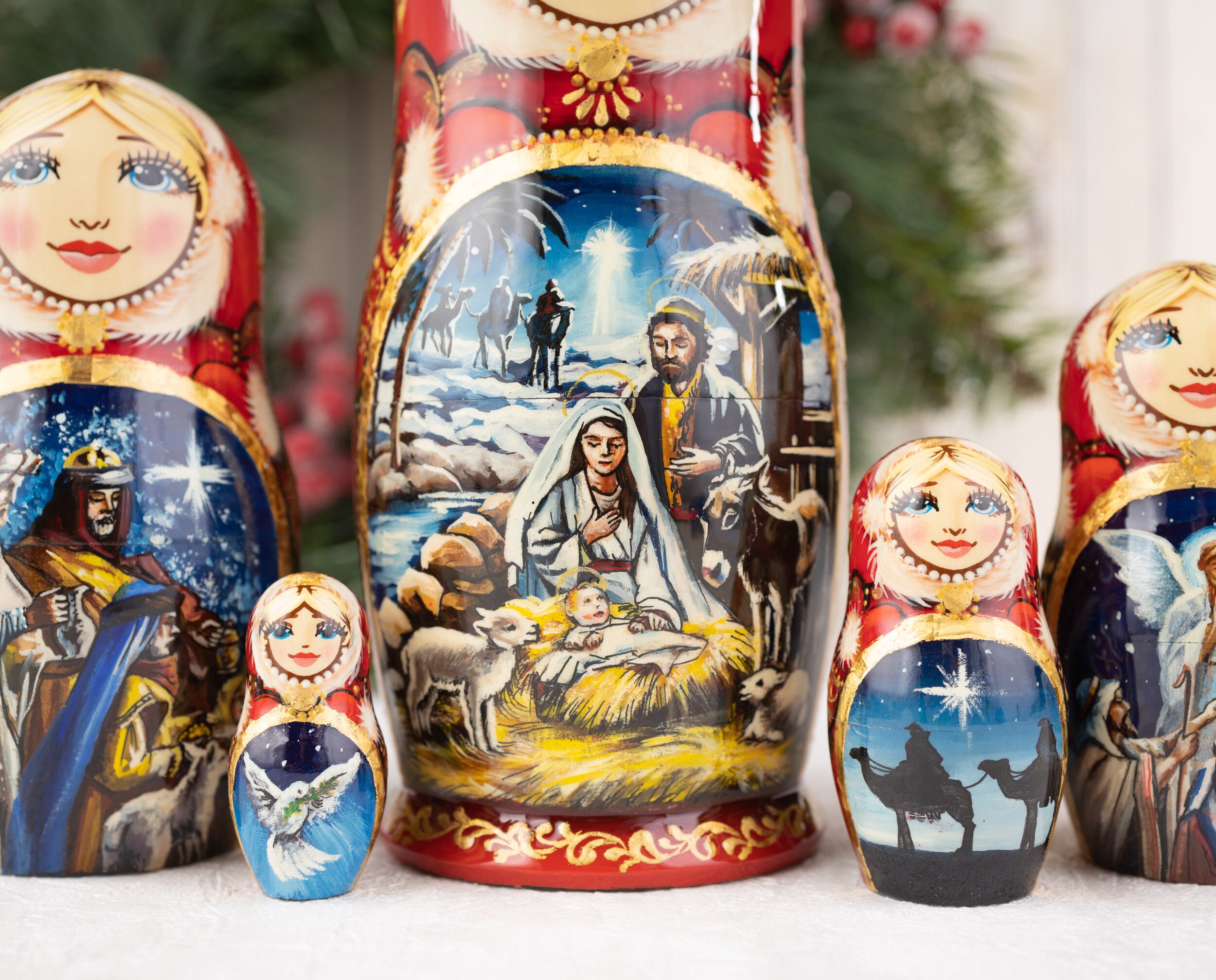 Christmas Nesting Doll Nativity Nesting Dolls Nativity Scene Etsy
