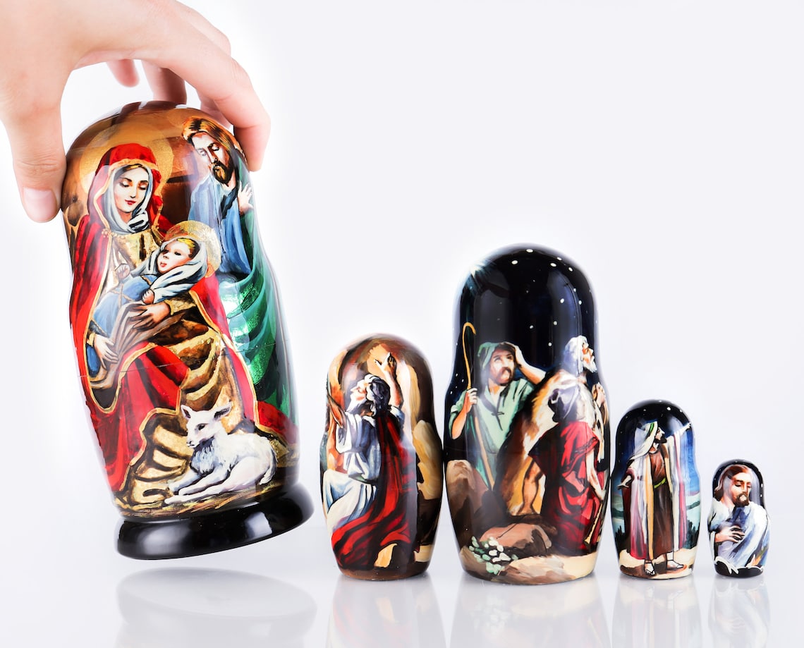 Matryoshka doll Nativity scene nesting doll Stack dolls Wooden Etsy