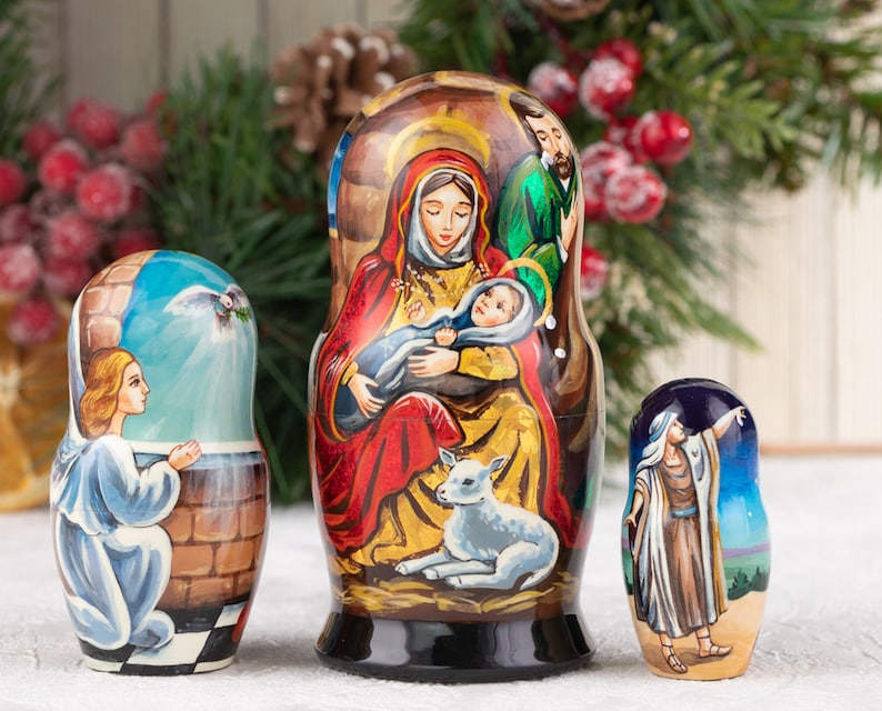 Nesting dolls Matryoshka Nativity set Nativity nesting dolls Etsy