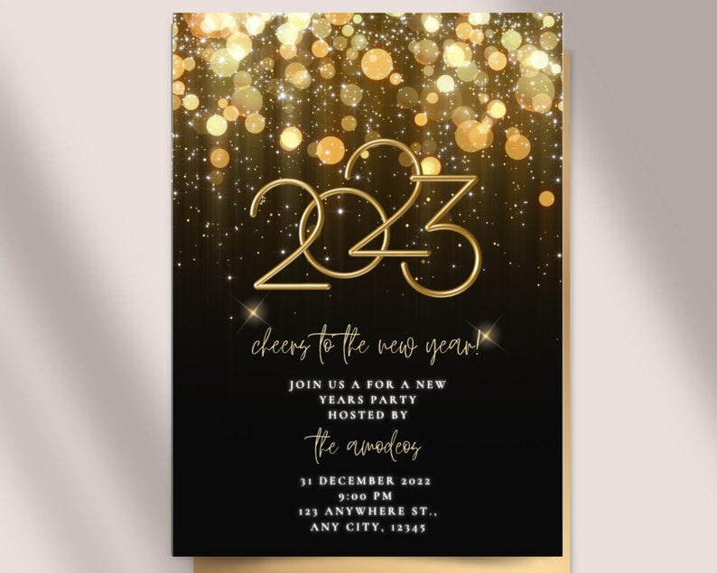 Buy New Years Eve Party Invitation Template EDITABLE 2023 New Online in