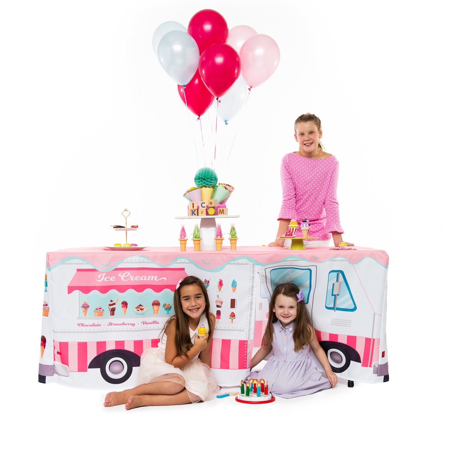 Tentables Pink Ice Cream Truck Play Tent and Table Cloth