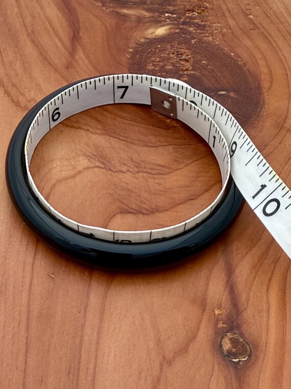 Solid Black Onyx Bangle 925 Sterling Silver Oval … - image 7
