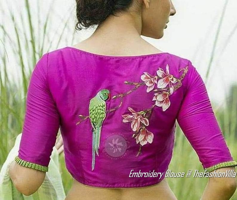 Readymade Designer Blouse With Parrot Applique Blouse for Women's Party ...