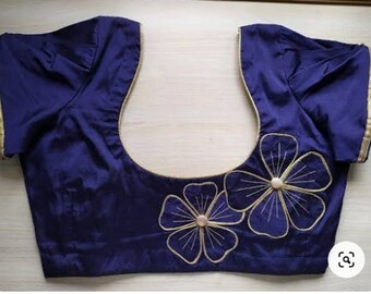 Hand Embroidery Blue Stitched Blouse/Choli Party Wear Wedding, Lehenga Choli Festive Wear Saree Blouse For Women Tops & Tees Crop Top Tunic
