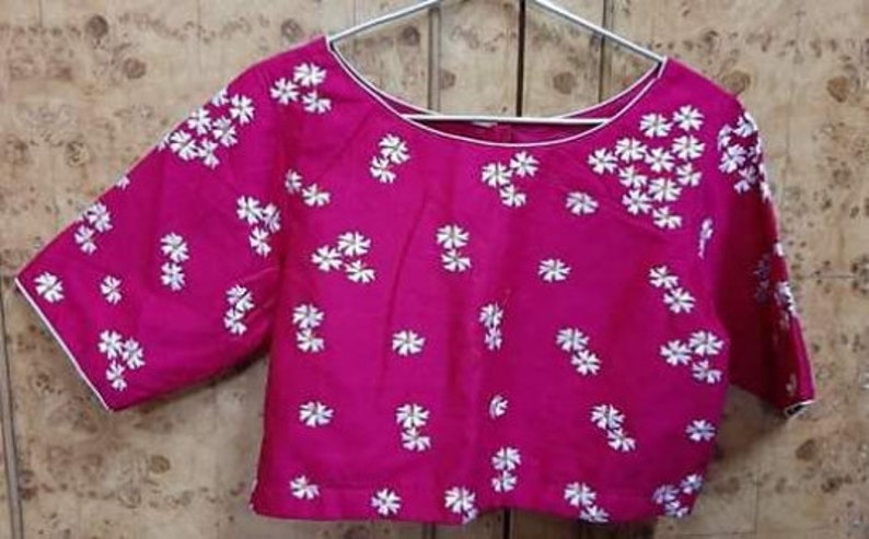 Festive Indian Handcrafted Embroidered Cotton Stitched Readymade Blouse For Women/'s Party Occasion Wedding Wear Crop Tops /& Tees Ethnic